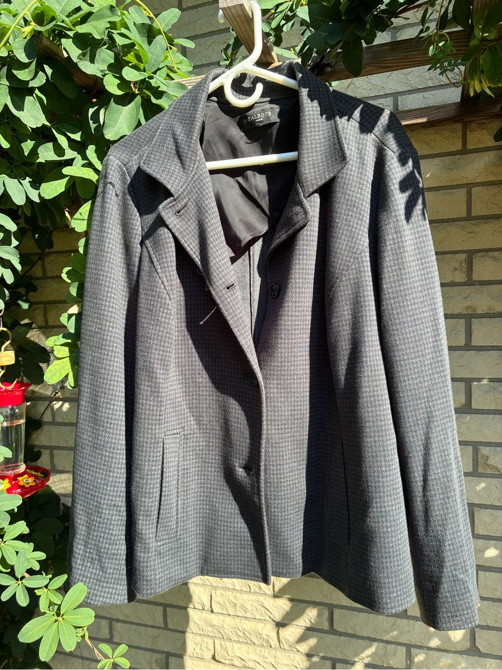 Talbots Charcoal Gray Houndstooth Blazer